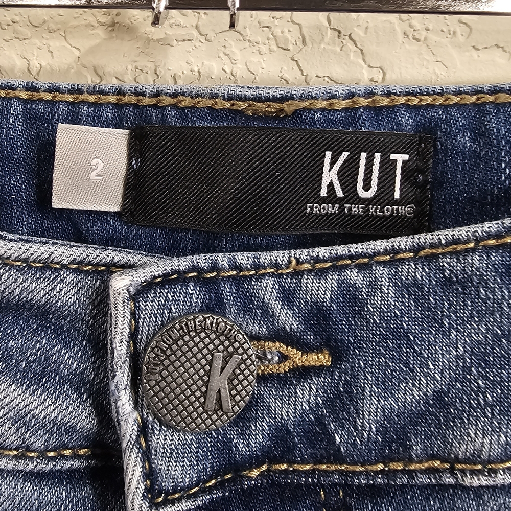 KUT From The Kloth Jeans Womens Size 2 Distressed Straight Leg Ankle Denim - Picture 2 of 5